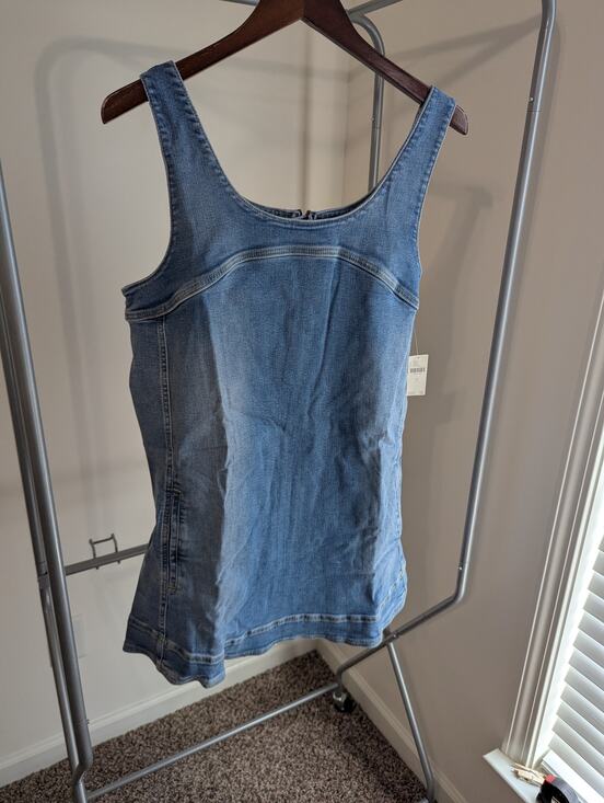 Pilcro by Anthropologie Dresses & Skirts - Pilcro Anthropologie Denim Mini Dress Zip Front Sleeveless Blue Size Large NWT